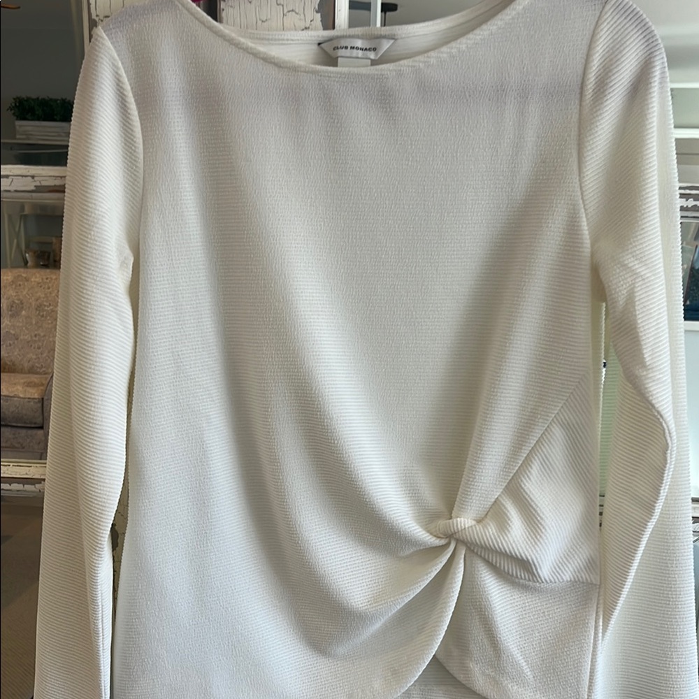 Club Monaco Elegant White Long Sleeve Top